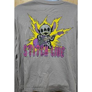 Disney Stitch Live Long Sleeve crop Henley Shirt Gray L grunge rock n roll